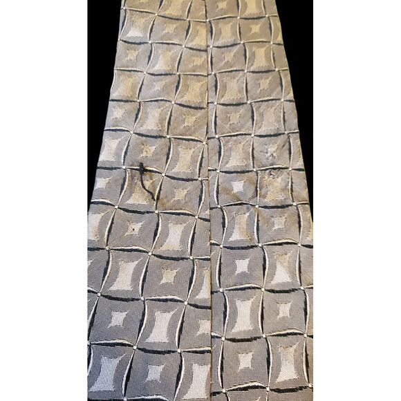 Louis Roth 100% Silk Tie Tan Black Geometric Business Mens Necktie No Tag - Picture 10 of 12